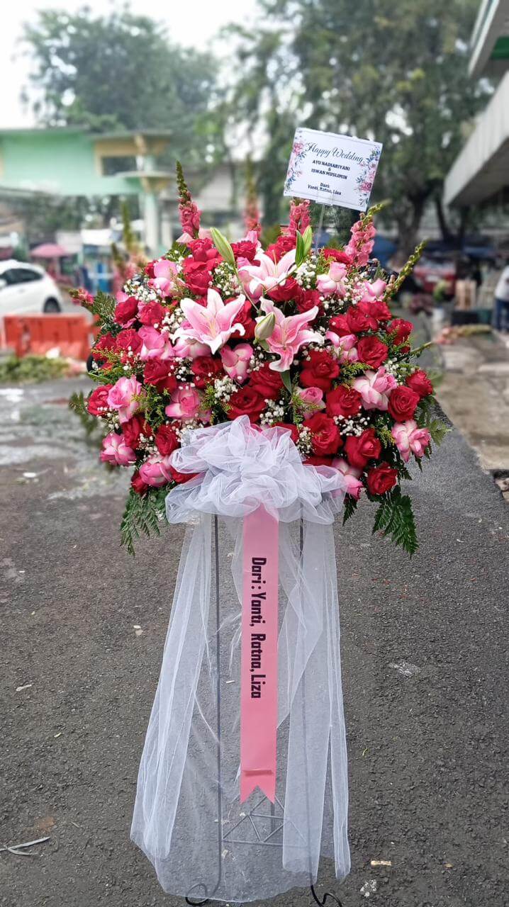 standing flower congratulations grand opening bunga segar Tugu Cimanggis Depok Daniah Florist