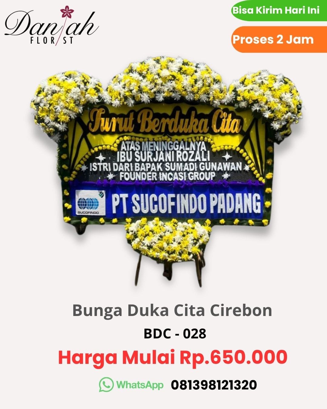 Karangan bunga duka cita bagus di Cirebon harga terjangkau