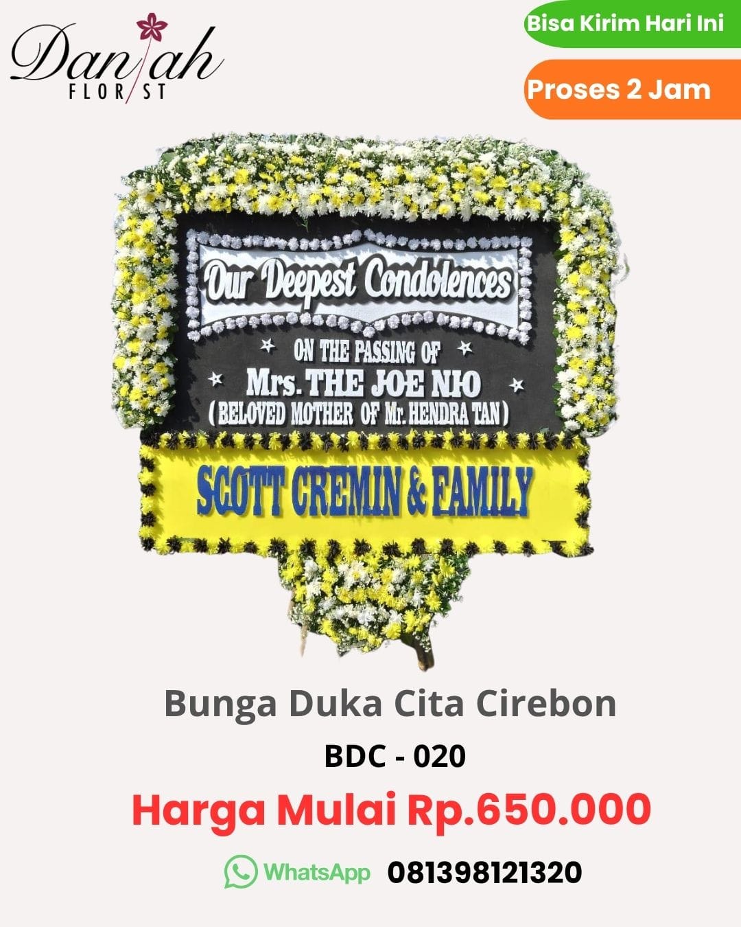 Bunga duka Cirebon papan ucapan innalillahi
