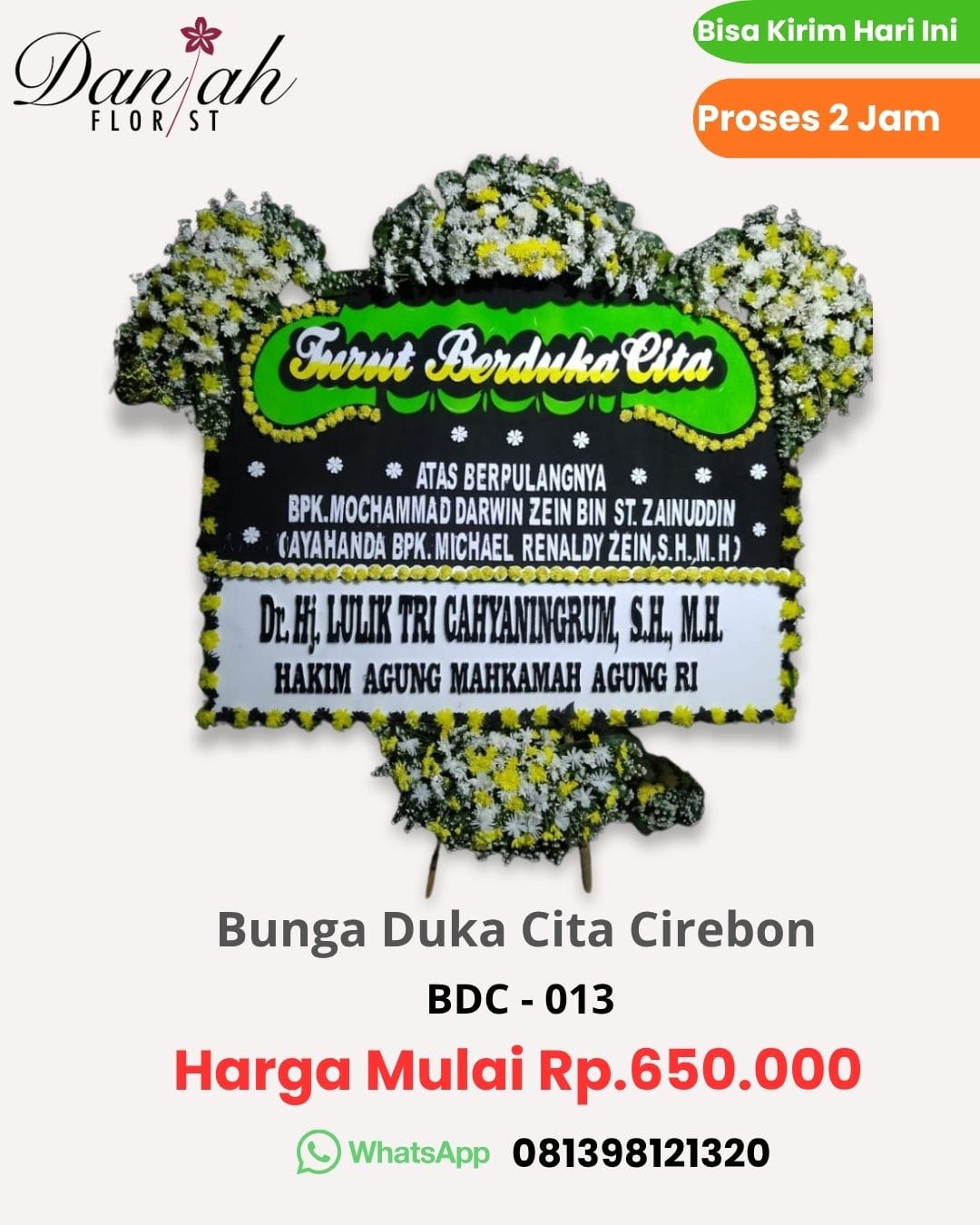 Bunga duka cita bagus Cirebon komposisi bunga penuh
