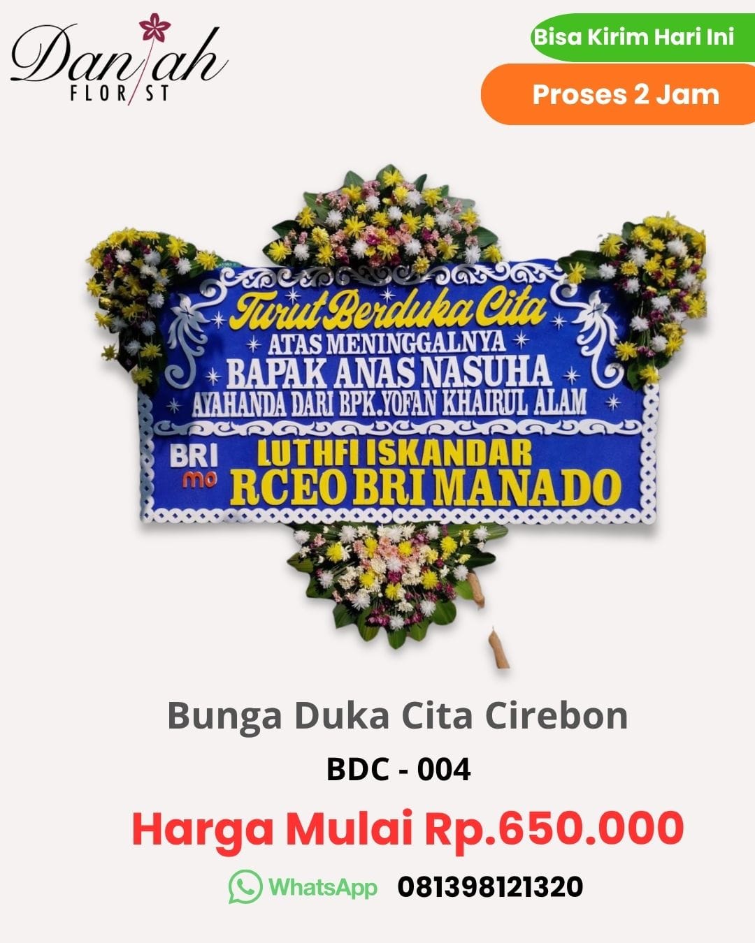 Bunga duka cita Cirebon rangkaian bunga segar 24 jam