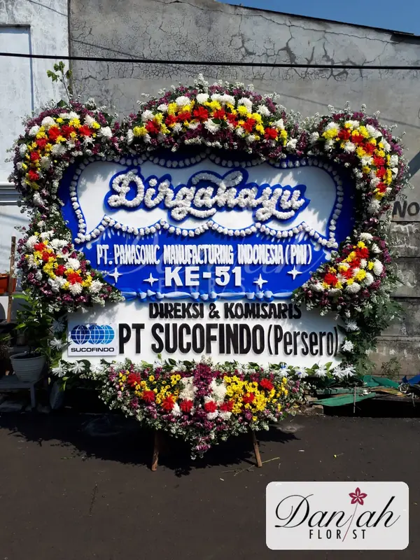 Bunga Papan Selamat Sukses Eksklusif Bingkai Penuh Biru Putih SS-14 - Daniah Florist Jabodetabek dan Karawang