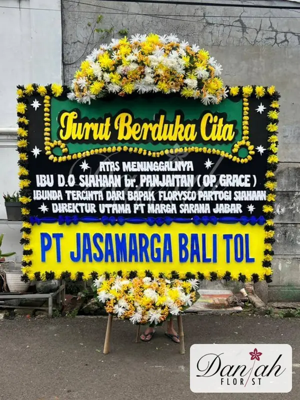 Bunga Papan Duka Cita Hijau Emas DK-01 - Daniah Florist Jabodetabek dan Karawang