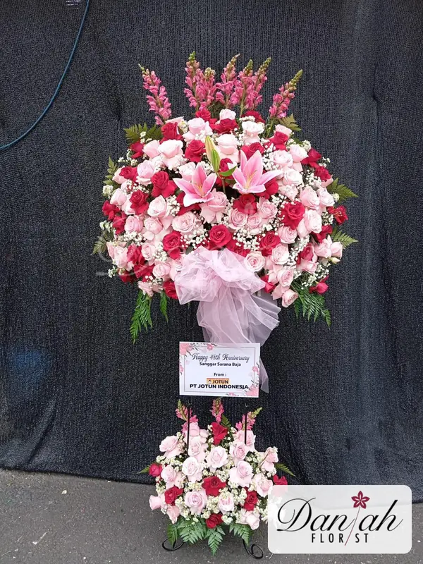 Standing Flower Pink Rose Dua Tingkat SF-19 - Daniah Florist Jabodetabek dan Karawang