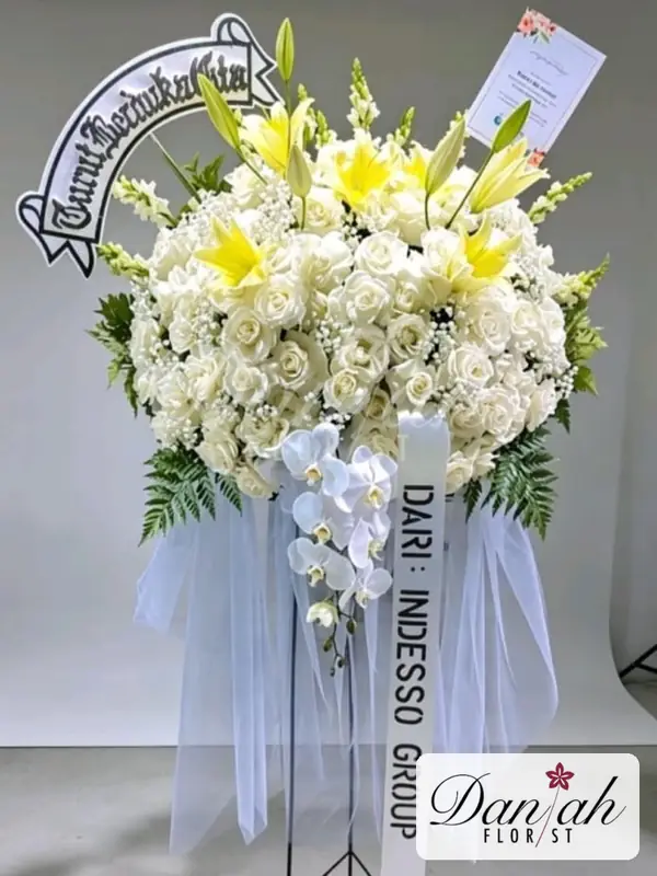 Standing Flower Anggrek Bulan Mawar Putih SF-12 - Daniah Florist Jabodetabek dan Karawang