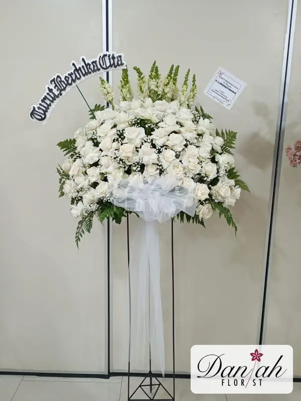 Standing Flower Mawar Putih Snapdragon SF-11 - Daniah Florist Jabodetabek dan Karawang