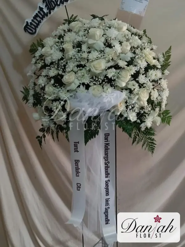 Standing Flower Putih Krisan Mawar SF-10 - Daniah Florist Jabodetabek dan Karawang