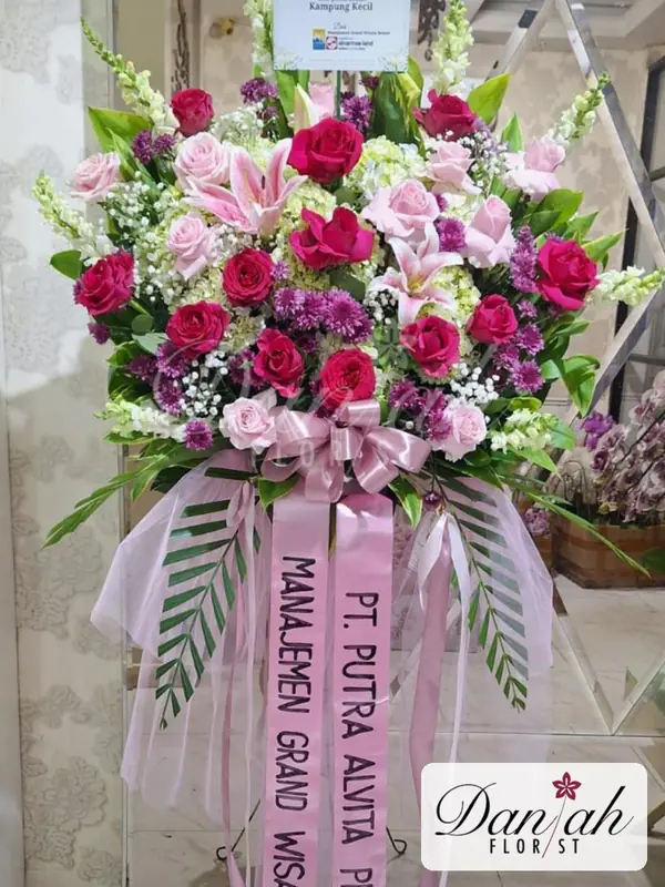 Standing Flower Grand Opening Mawar Pink SF-15 - Daniah Florist Jabodetabek dan Karawang