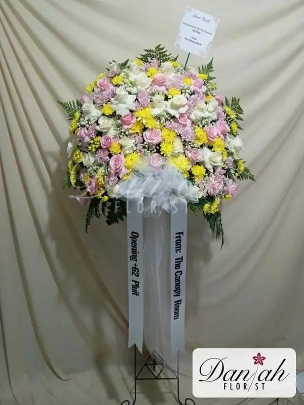 Standing Flower Pink Kuning Ceria SF-04 - Daniah Florist Jabodetabek dan Karawang